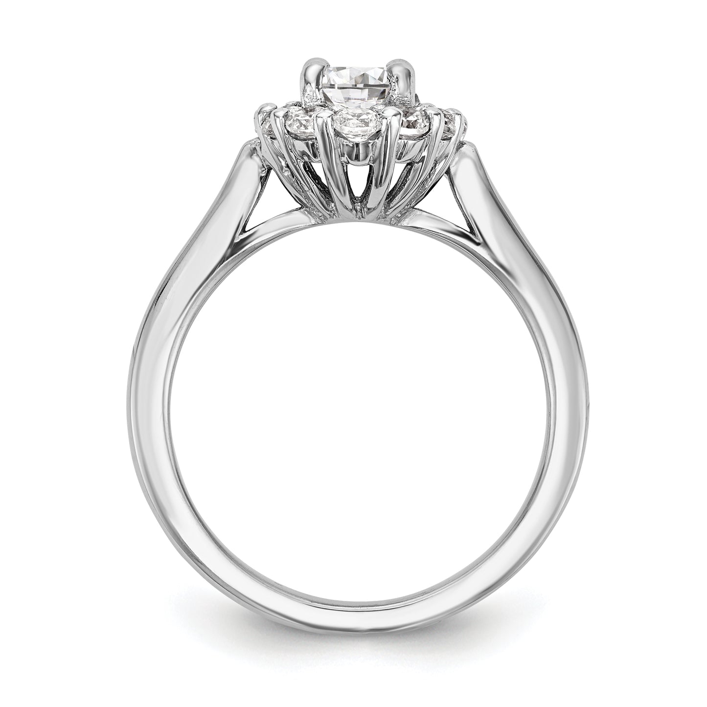 14k White Gold Oval Halo Engagement Simulated Diamond  Ring