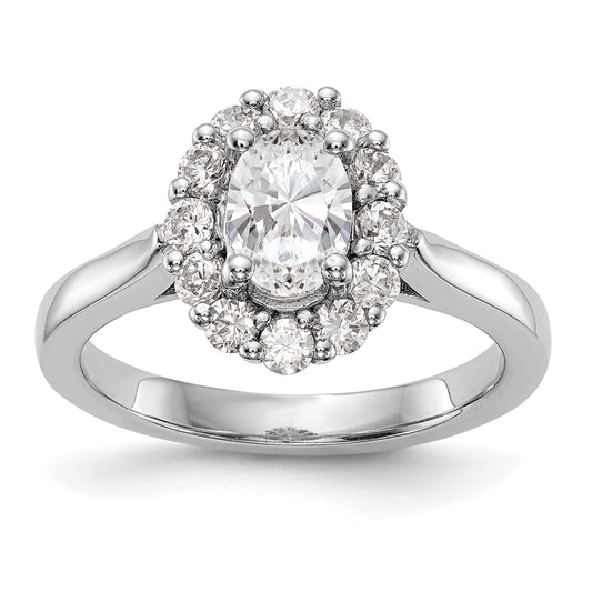 14k White Gold Oval Halo Engagement Simulated Diamond Ring