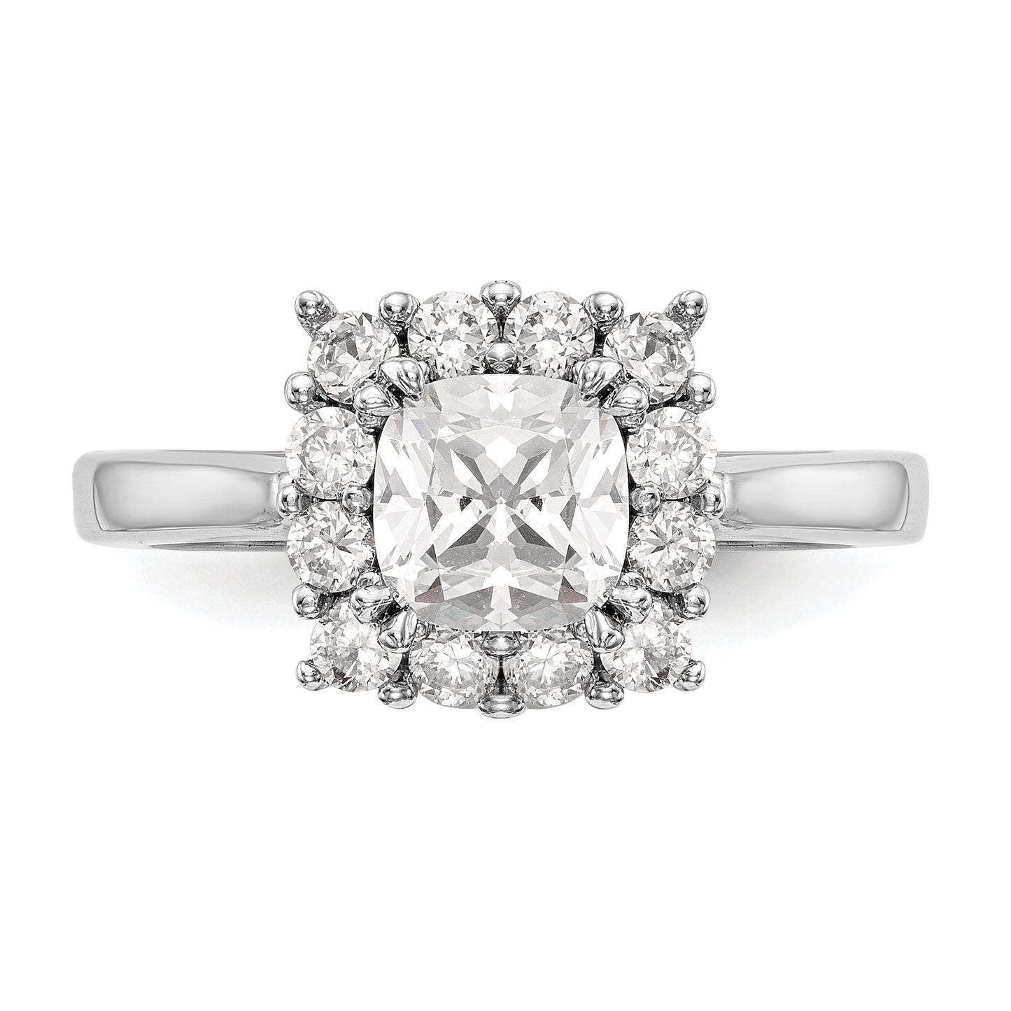 14k White Gold Cushion Halo Engagement Diamond Ring