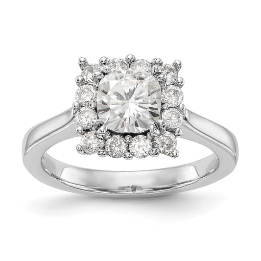 14k White Gold Cushion Halo Engagement Simulated Diamond Ring