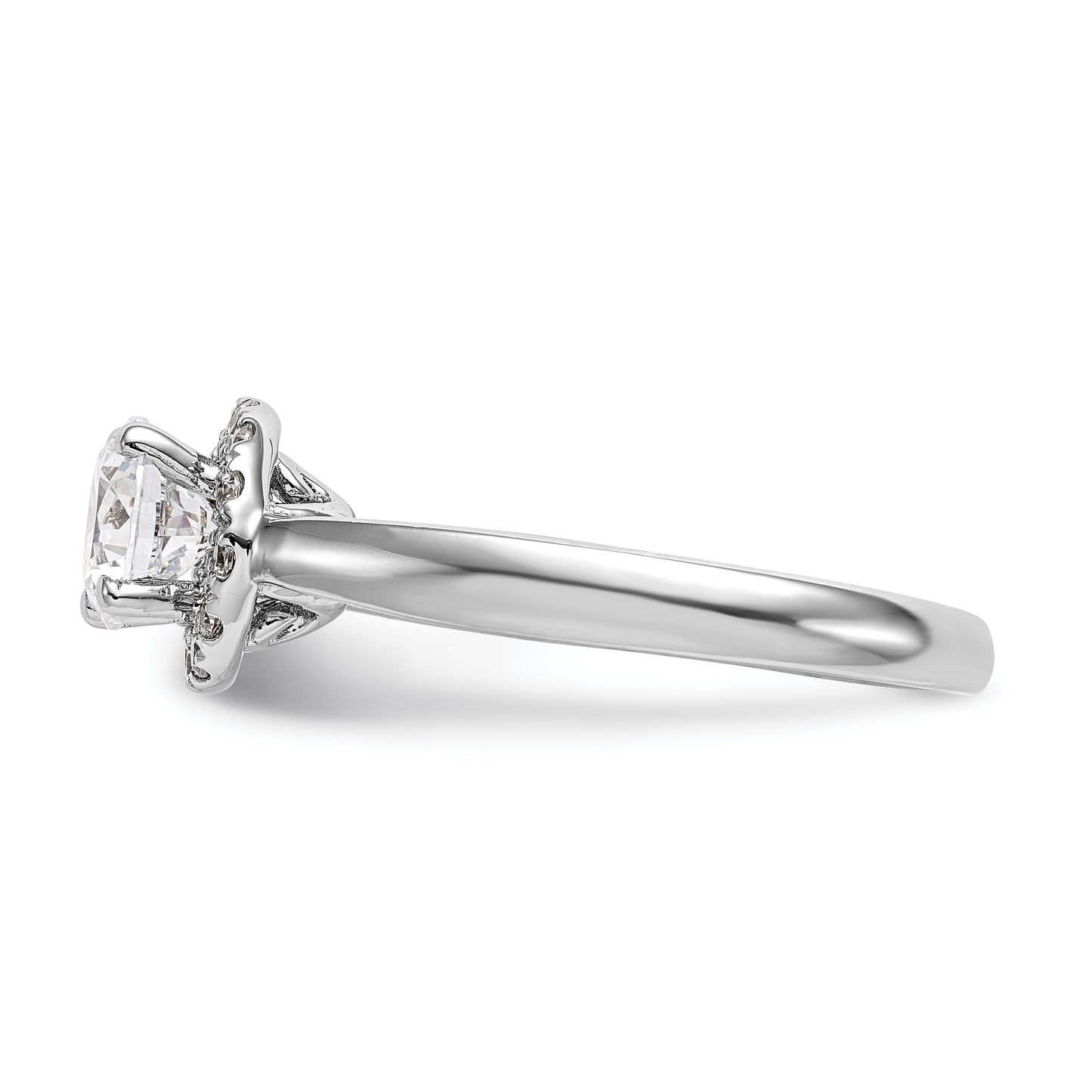 14k White Gold Round Halo Simulated Diamond Engagement Ring