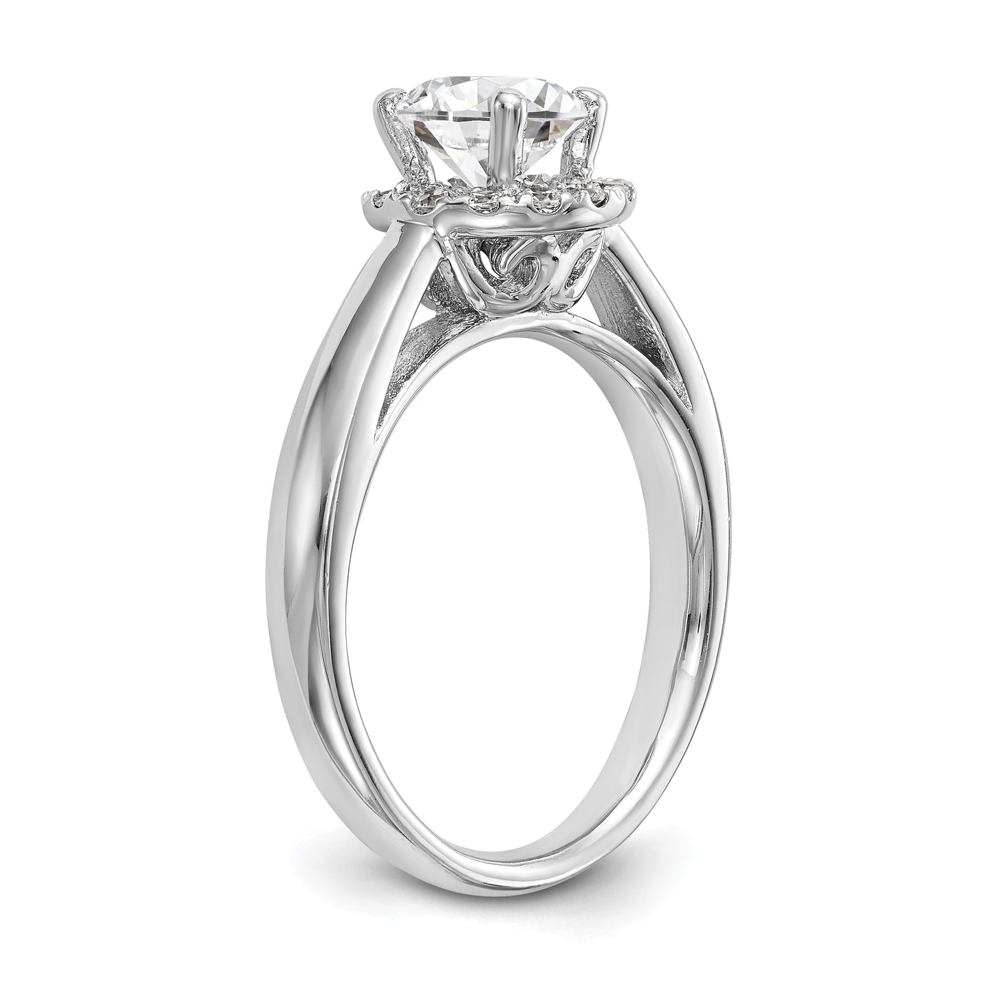 14k White Gold Round Halo Simulated Diamond Engagement Ring