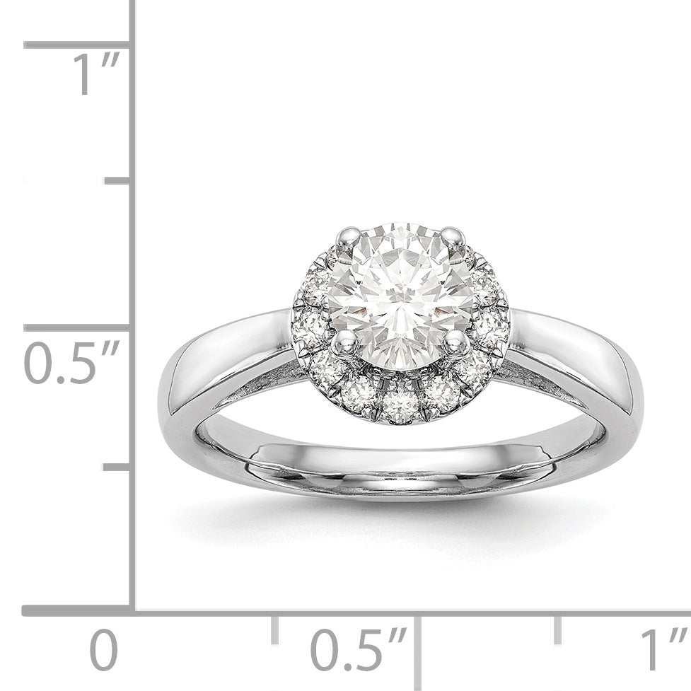 14k White Gold Round Halo Simulated Diamond Engagement Ring