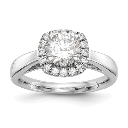 14kWhite Gold Round Halo Simulated Diamond Engagement Ring