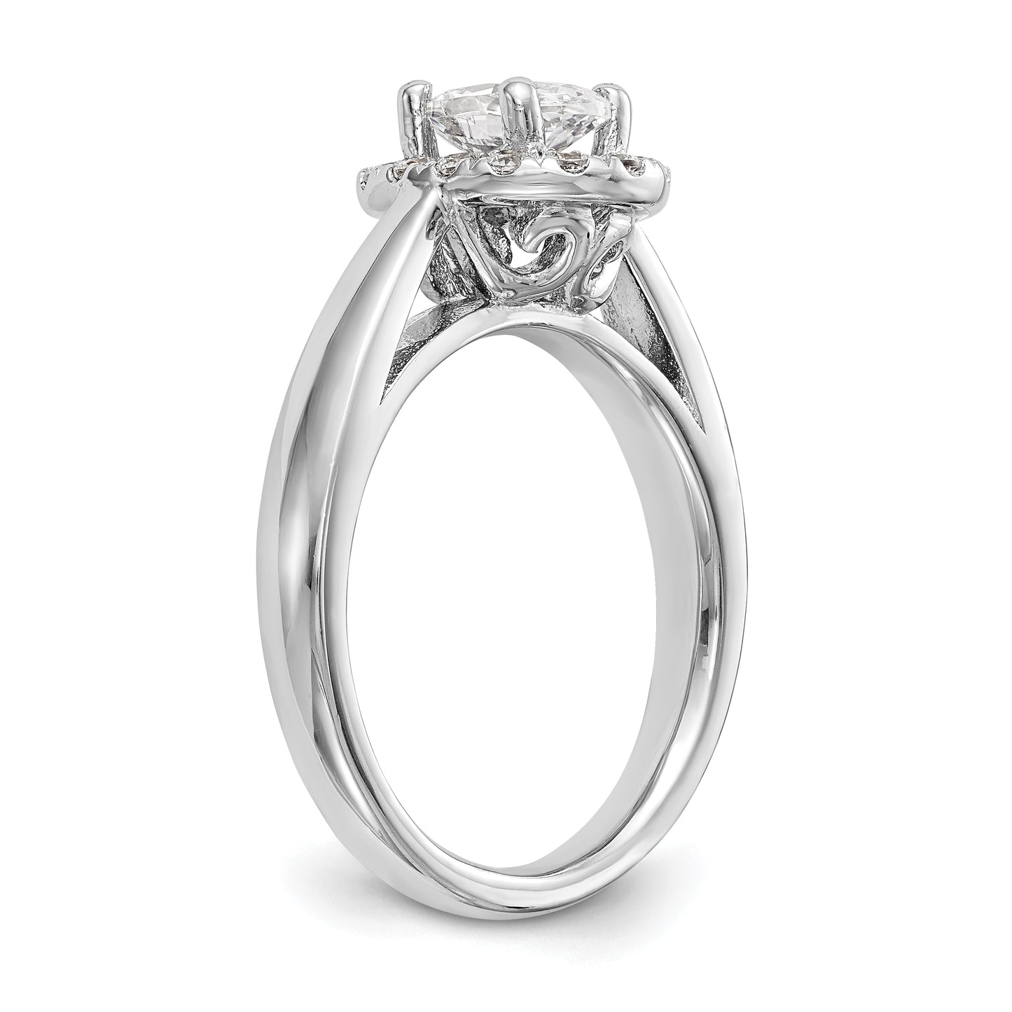 14k White Gold Oval Halo Simulated Diamond Engagement Ring