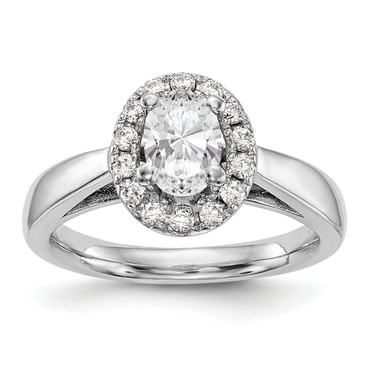 14k White Gold Oval Halo Simulated Diamond Engagement Ring