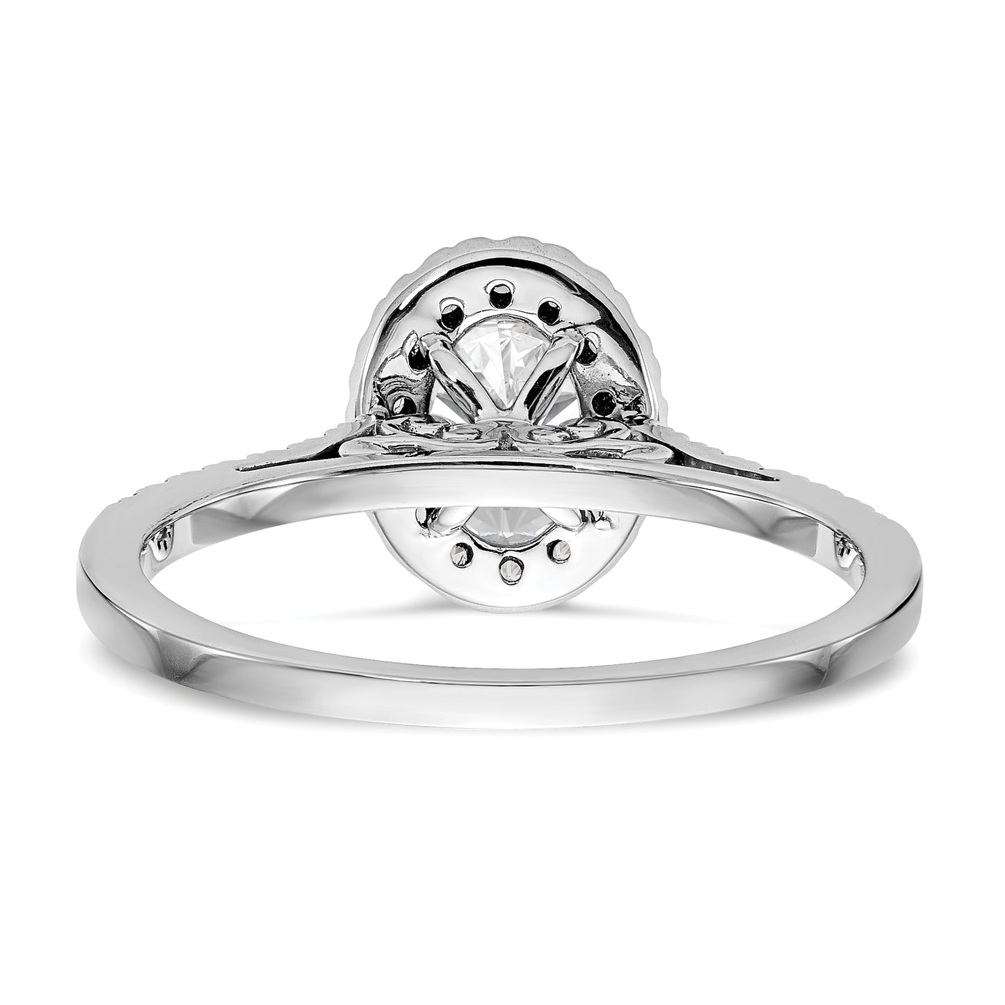 6x8mm Oval CZ Halo Style Engagement Ring 14K White Gold