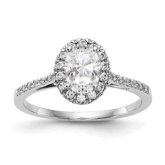 1/3 Ct. Natural Diamond Semi-mount Oval Halo Engagement Ring in 14K White Gold