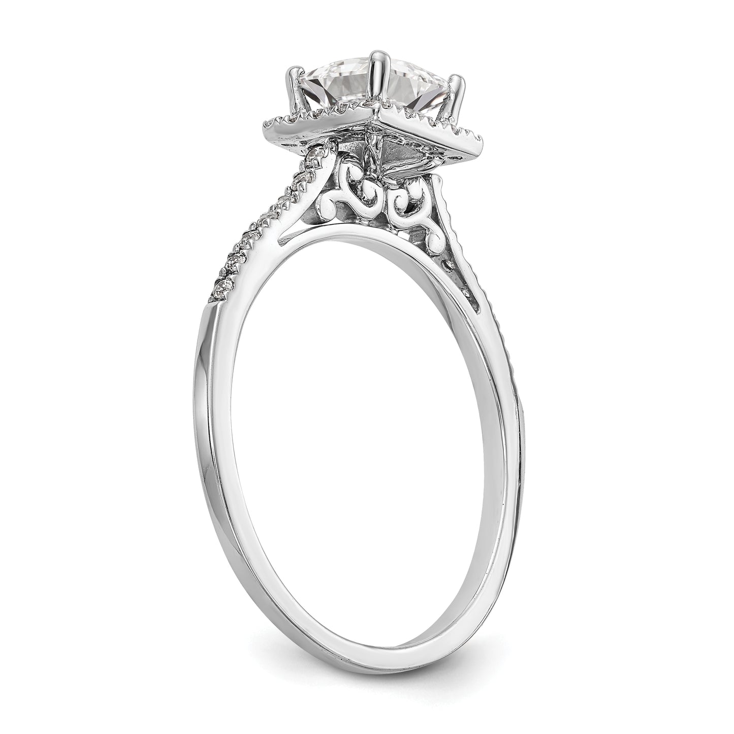 1/3 Ct. Ct. Natural Princess Cut Diamond Semi-mount Engagement Ring in 14K White Gold (Center Diamond is not Included)