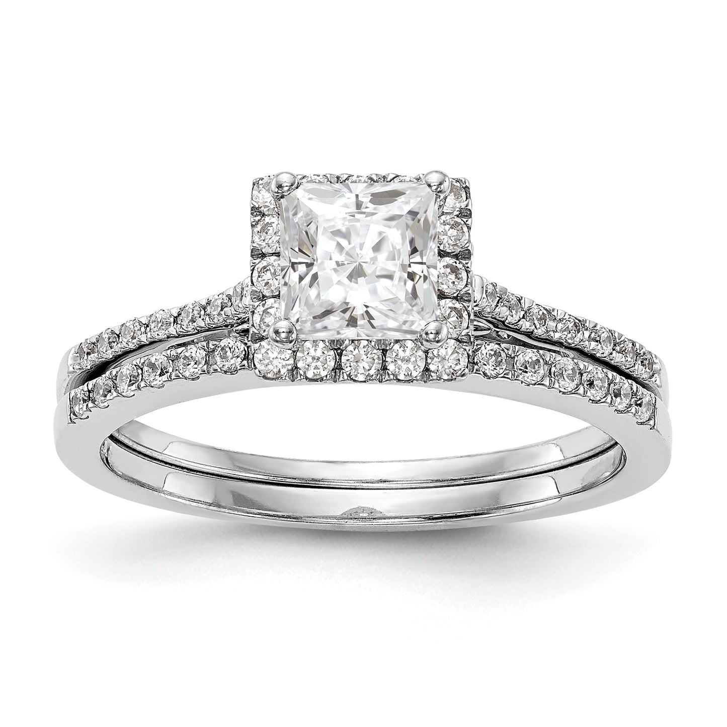 1/3 Ct. Ct. Natural Princess Cut Diamond Semi-mount Engagement Ring in 14K White Gold (Center Diamond is not Included)