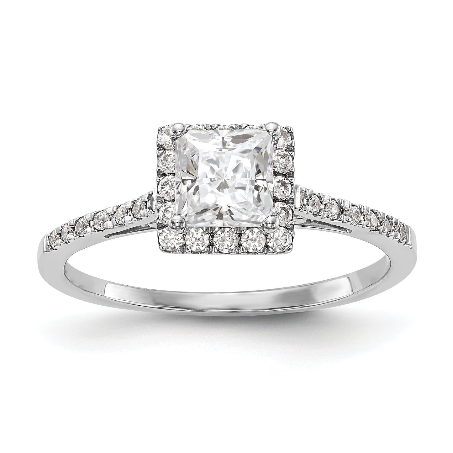 1/3 Ct. Ct. Natural Princess Cut Diamond Semi-mount Engagement Ring in 14K White Gold (Center Diamond is not Included)