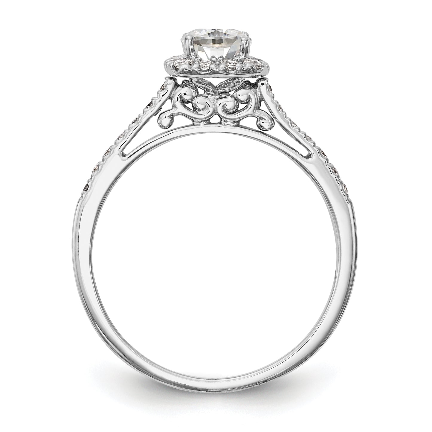 14k White Gold Cushion Halo Simulated Diamond Engagement Ring