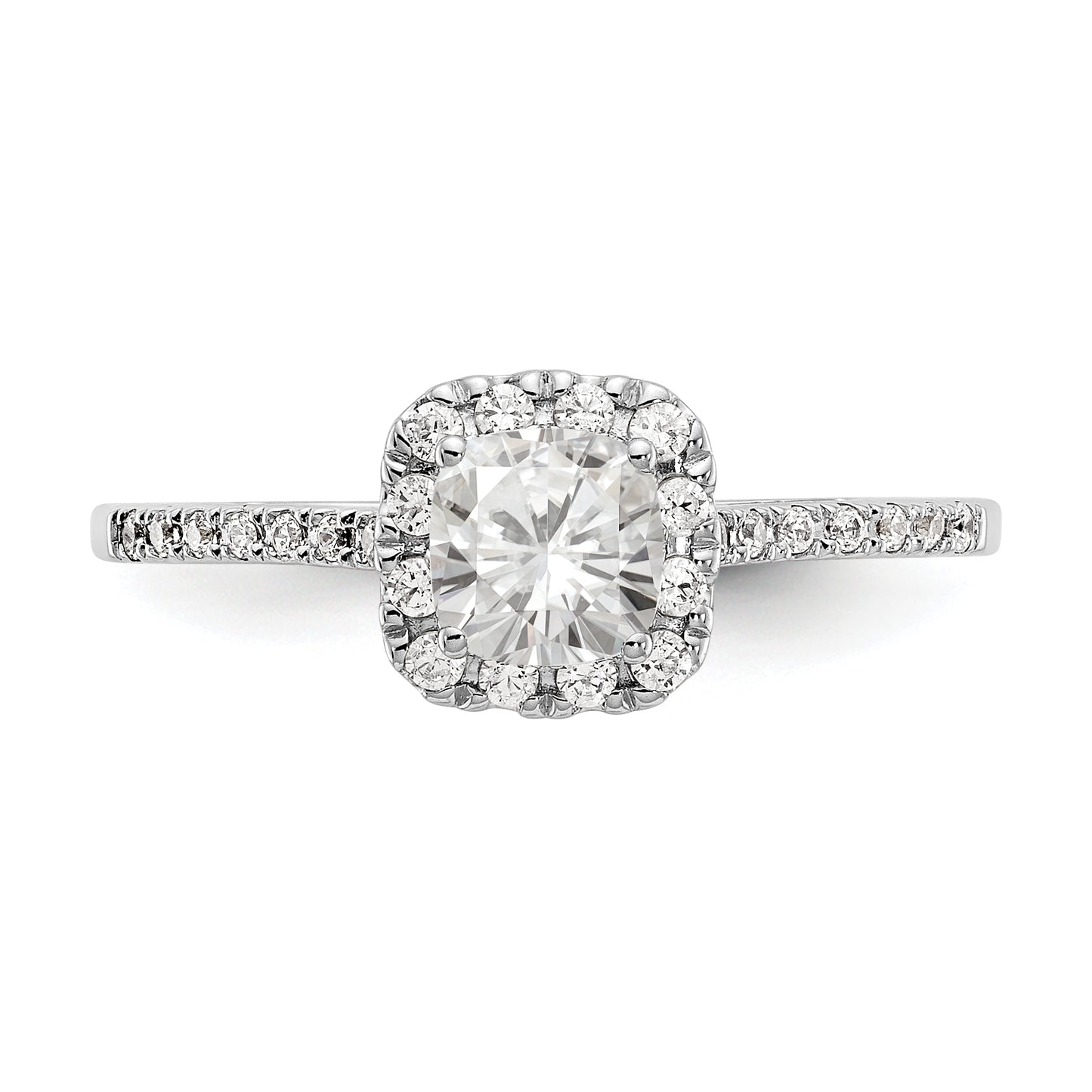 14k White Gold Cushion Halo Simulated Diamond Engagement Ring