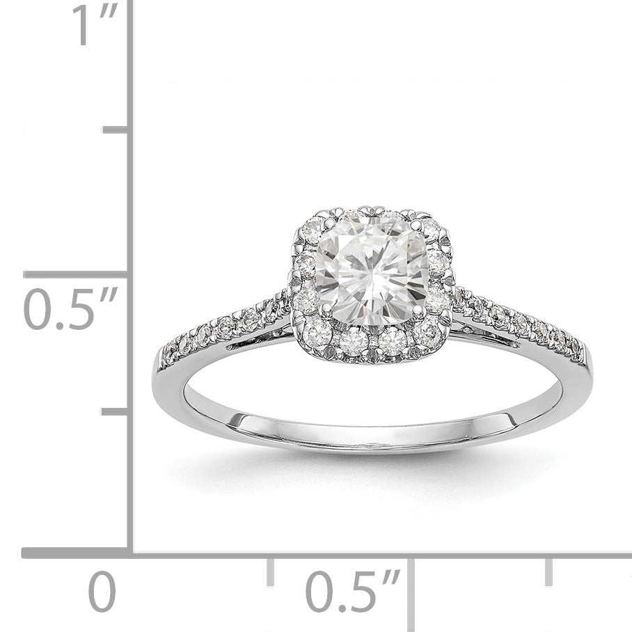 14k White Gold Cushion Halo Simulated Diamond Engagement Ring