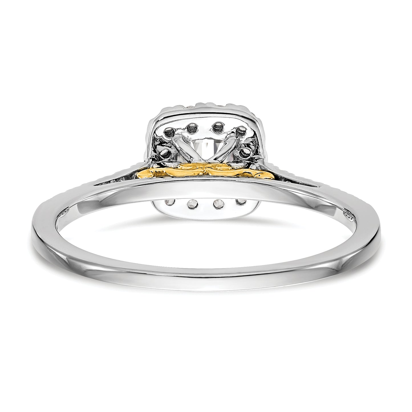 14k Two-tone Cushion Halo Simulated Diamond Engagement Ring