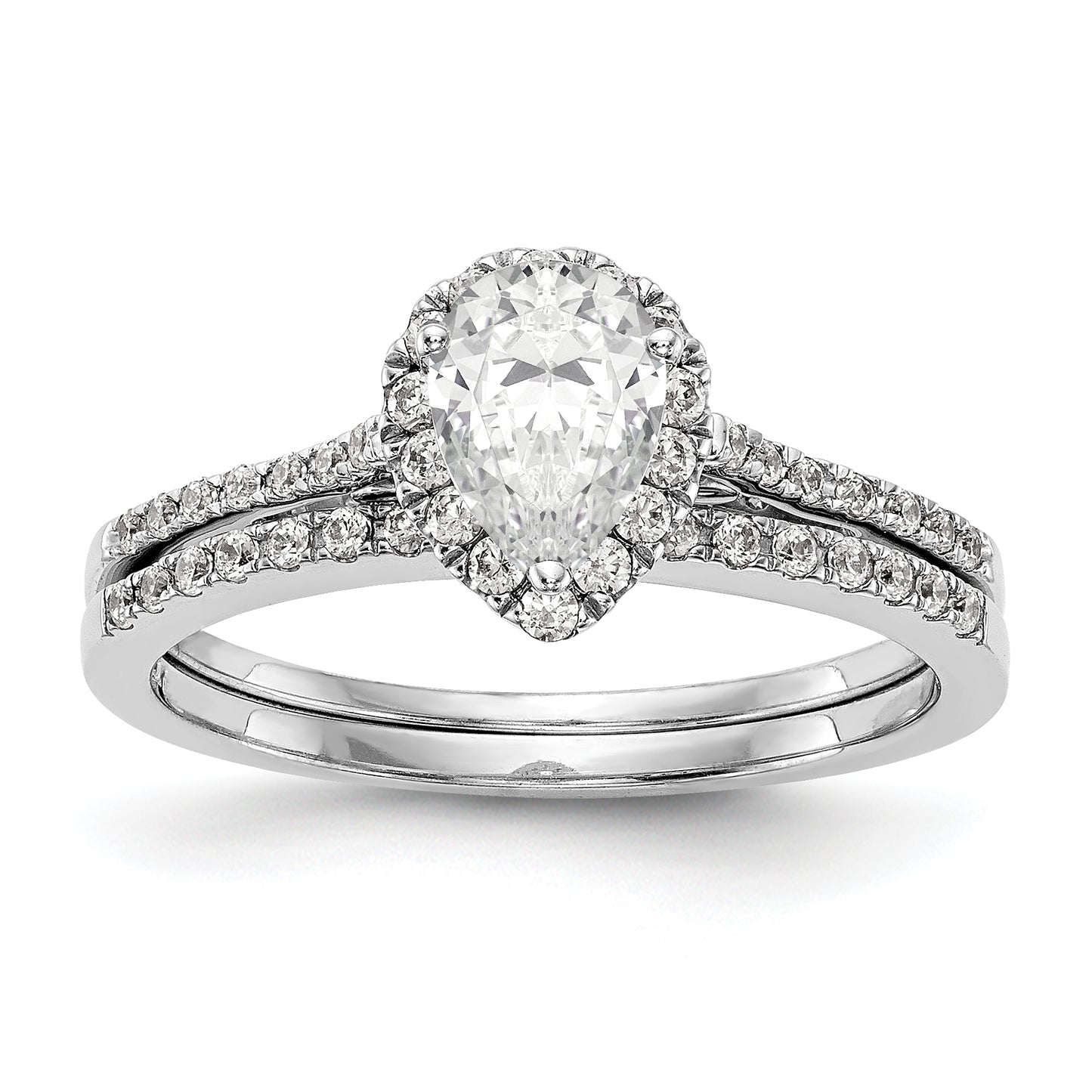 1/3 Ct. Natural Pear Shape Diamond Semi-mount Engagement Ring in 14K White Gold