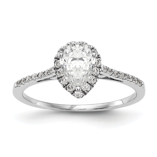 1/3 Ct. Natural Pear Shape Diamond Semi-mount Engagement Ring in 14K White Gold