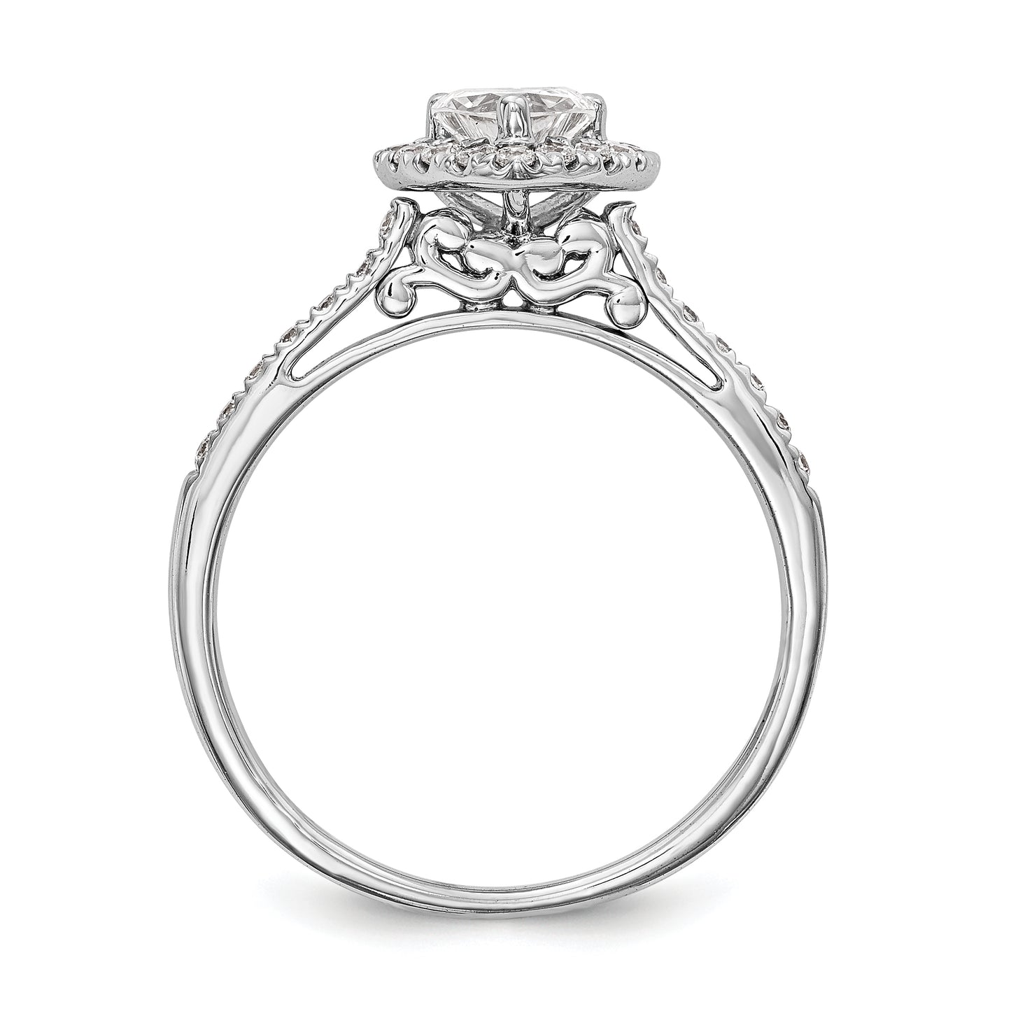 1/3 Ct. Natural Heart Shape Diamond Semi-mount Engagement Ring in 14K White Gold