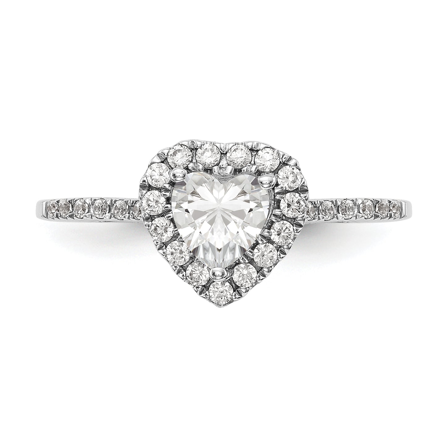 6mm Heart Shape CZ Halo Style Engagement Ring in 14K White Gold