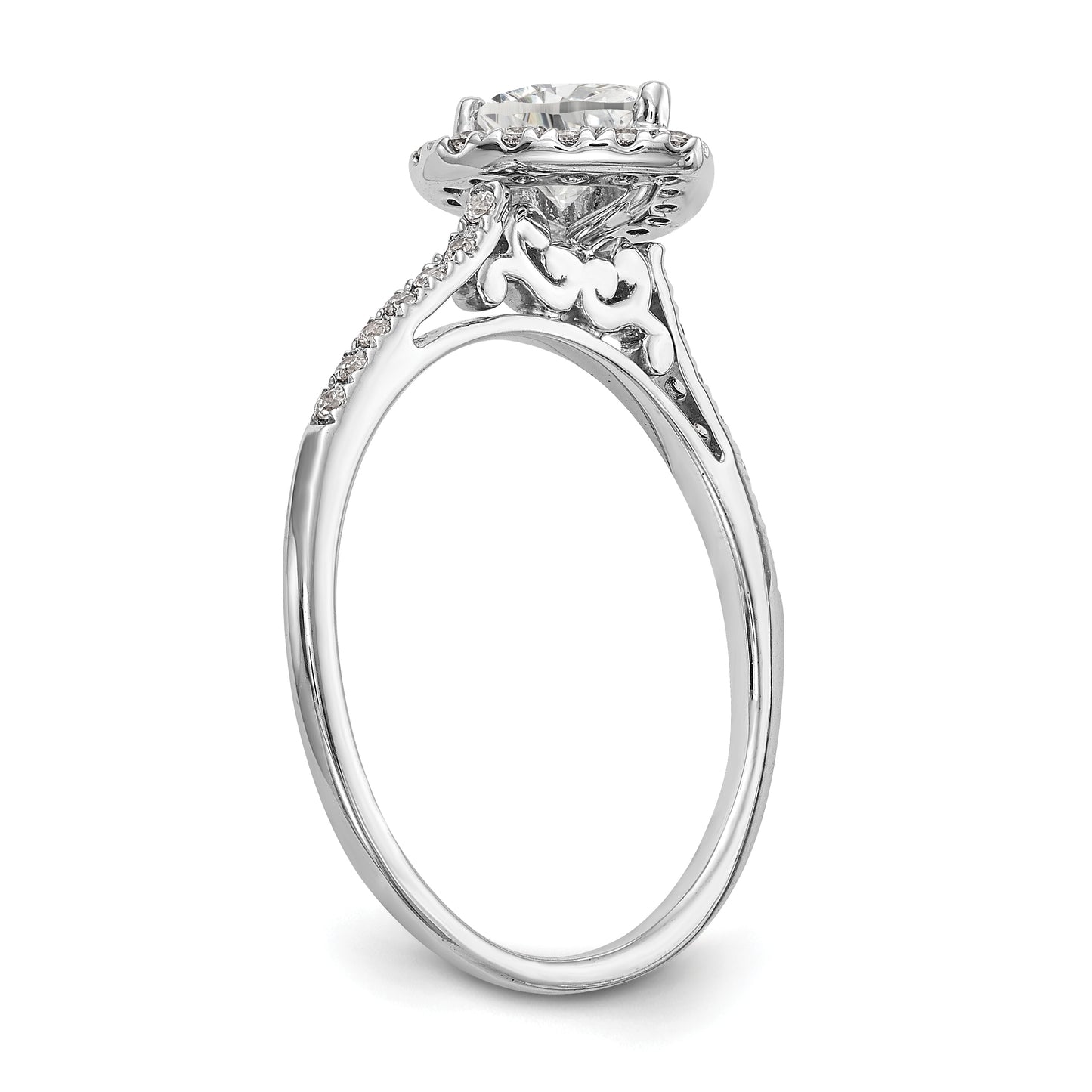 1/3 Ct. Natural Heart Shape Diamond Semi-mount Engagement Ring in 14K White Gold