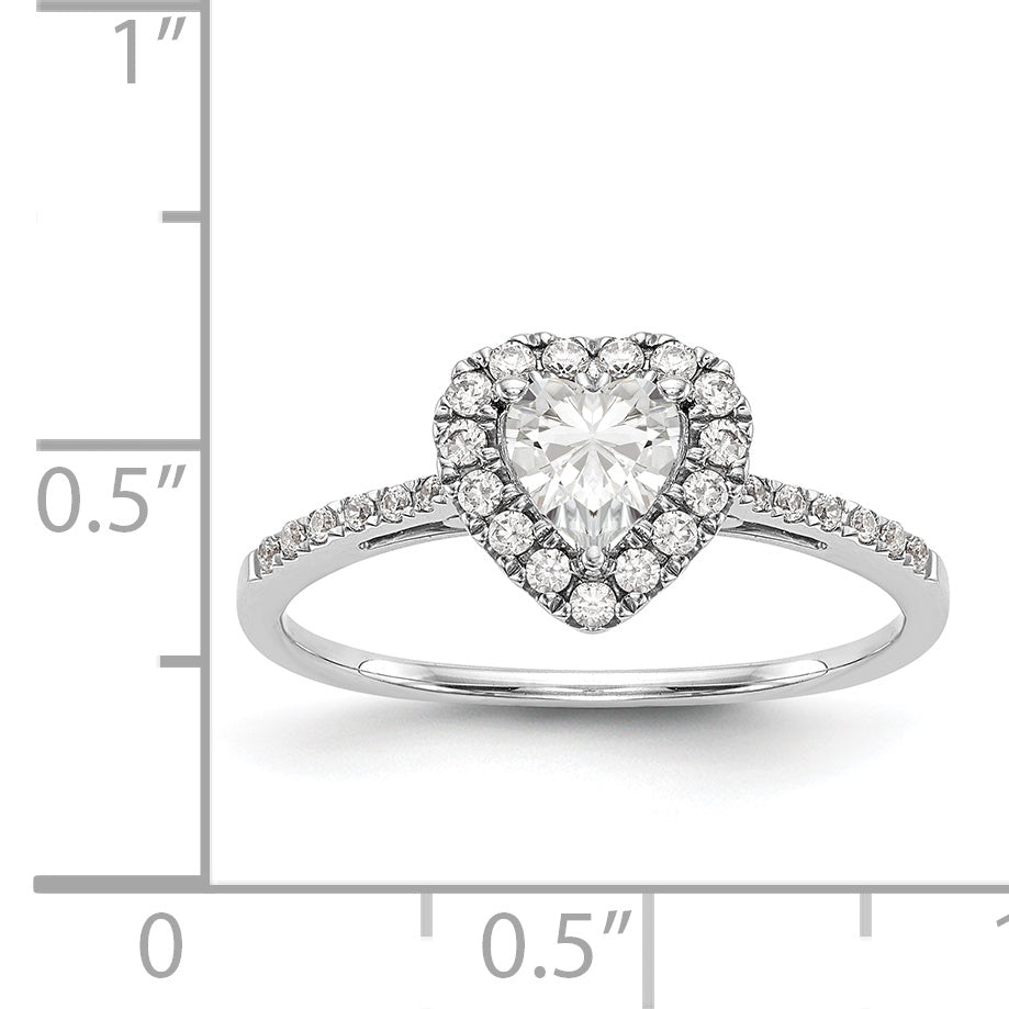 6mm Heart Shape CZ Halo Style Engagement Ring in 14K White Gold