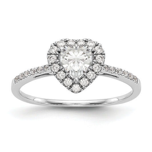 1/3 Ct. Natural Heart Shape Diamond Semi-mount Engagement Ring in 14K White Gold