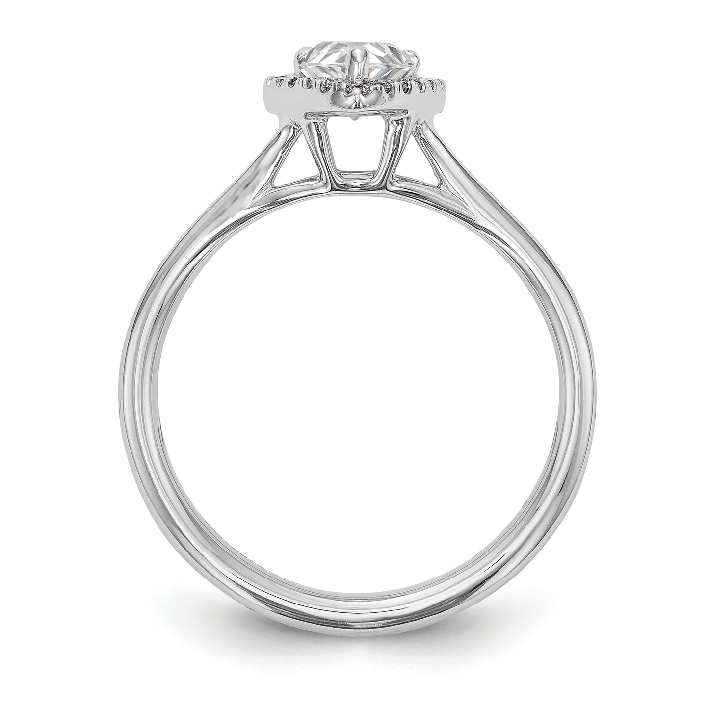 14kw Pear Halo Simulated Diamond Split Shank Engagement Ring