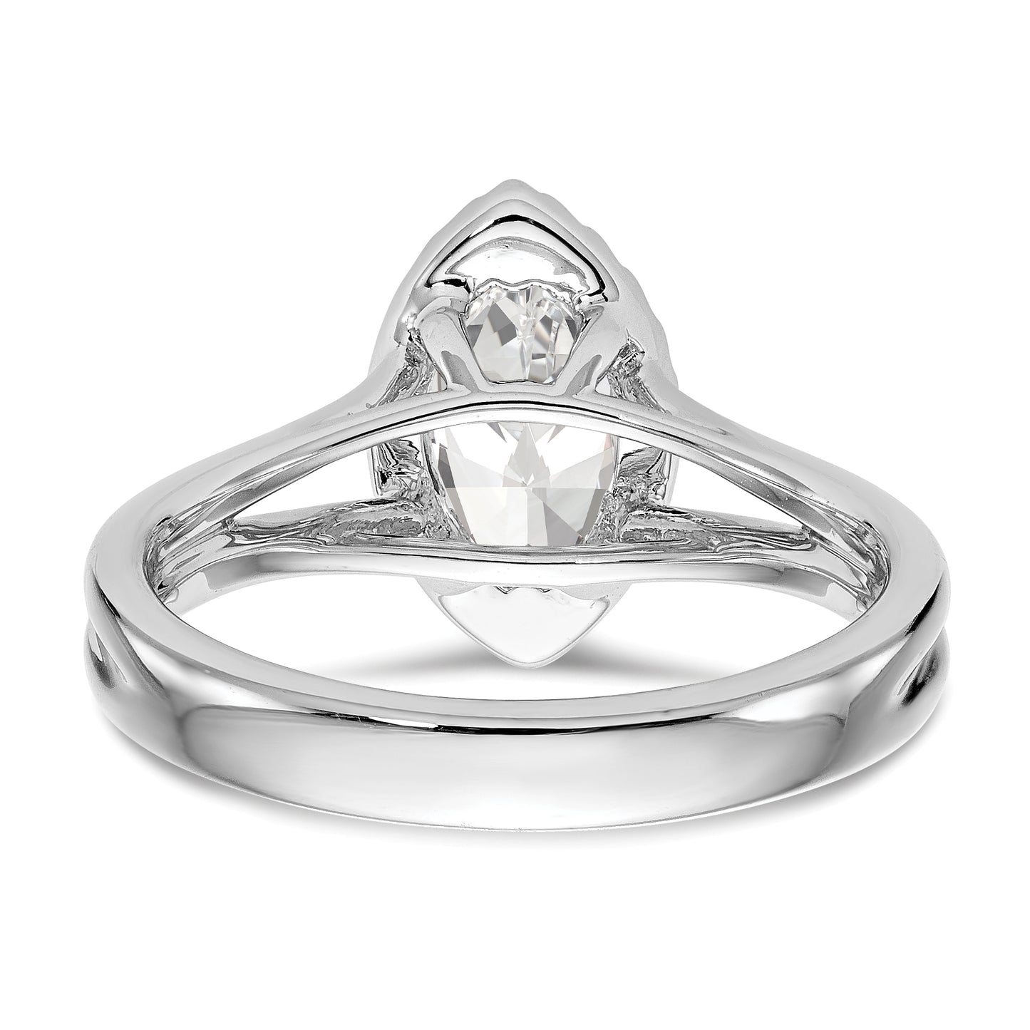 14kw Marquise Halo Simulated Diamond Split Shank Engagement Ring