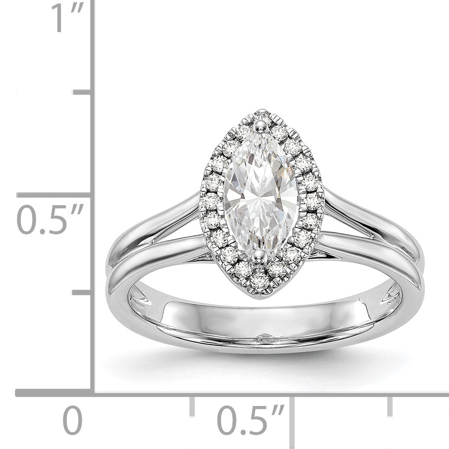 14kw Marquise Halo Simulated Diamond Split Shank Engagement Ring