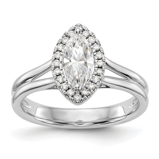 14kw Marquise Halo Simulated Diamond Split Shank Engagement Ring