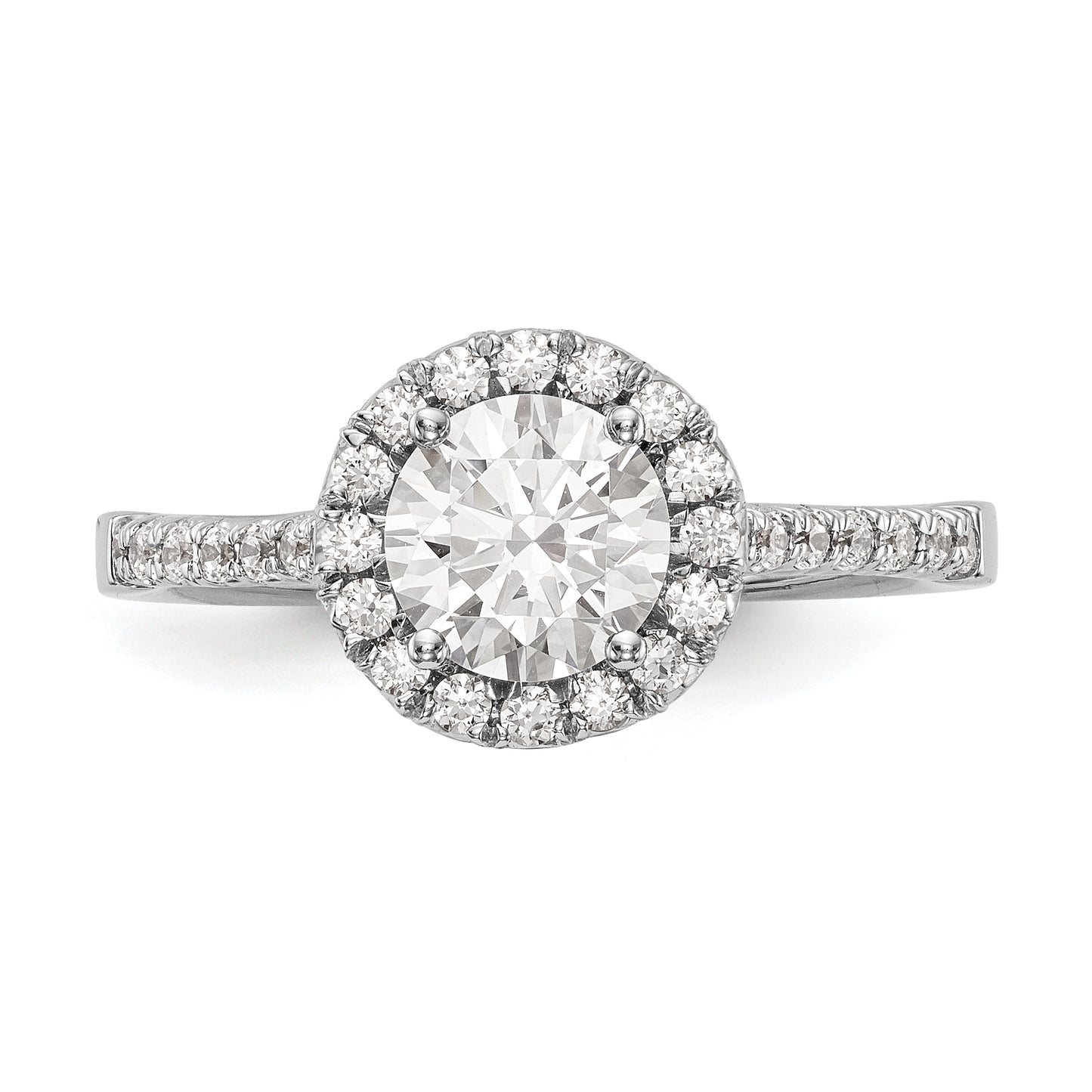 14kw Round Halo Simulated Diamond Engagement Ring