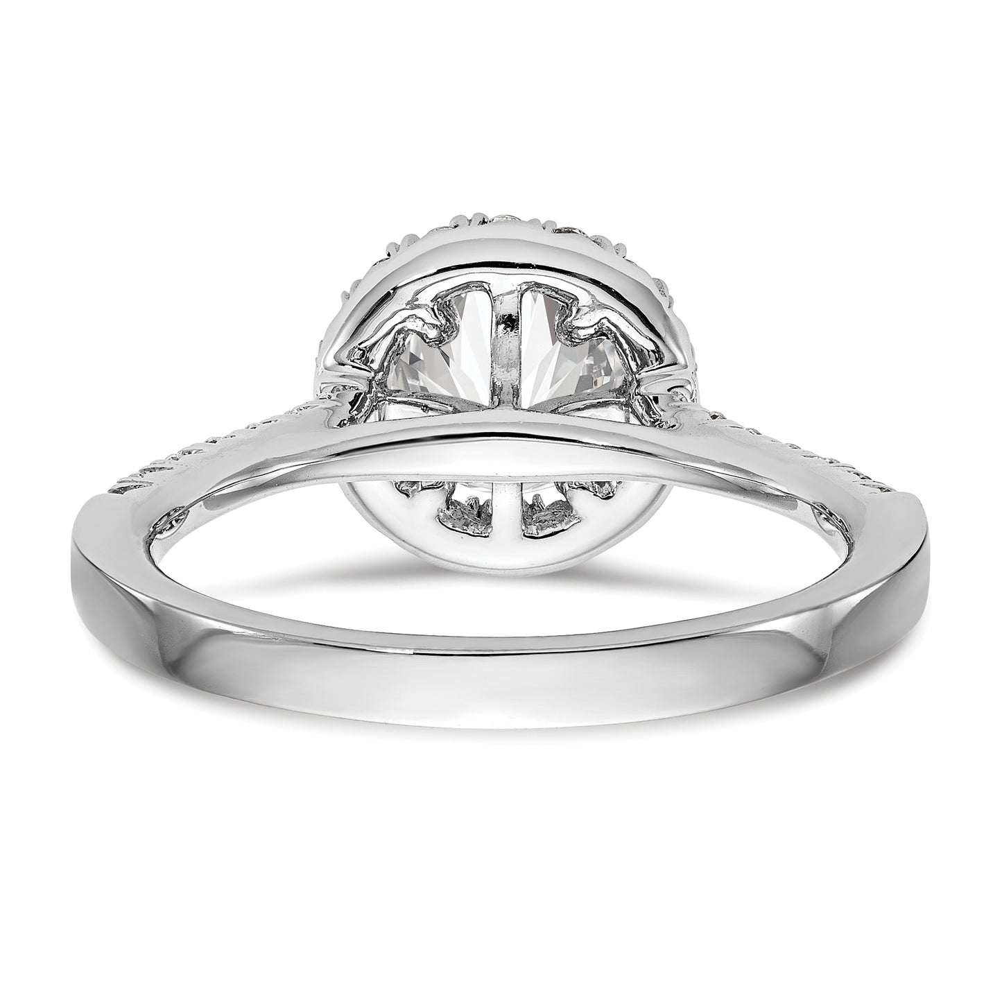 14kw Round Halo Simulated Diamond Engagement Ring