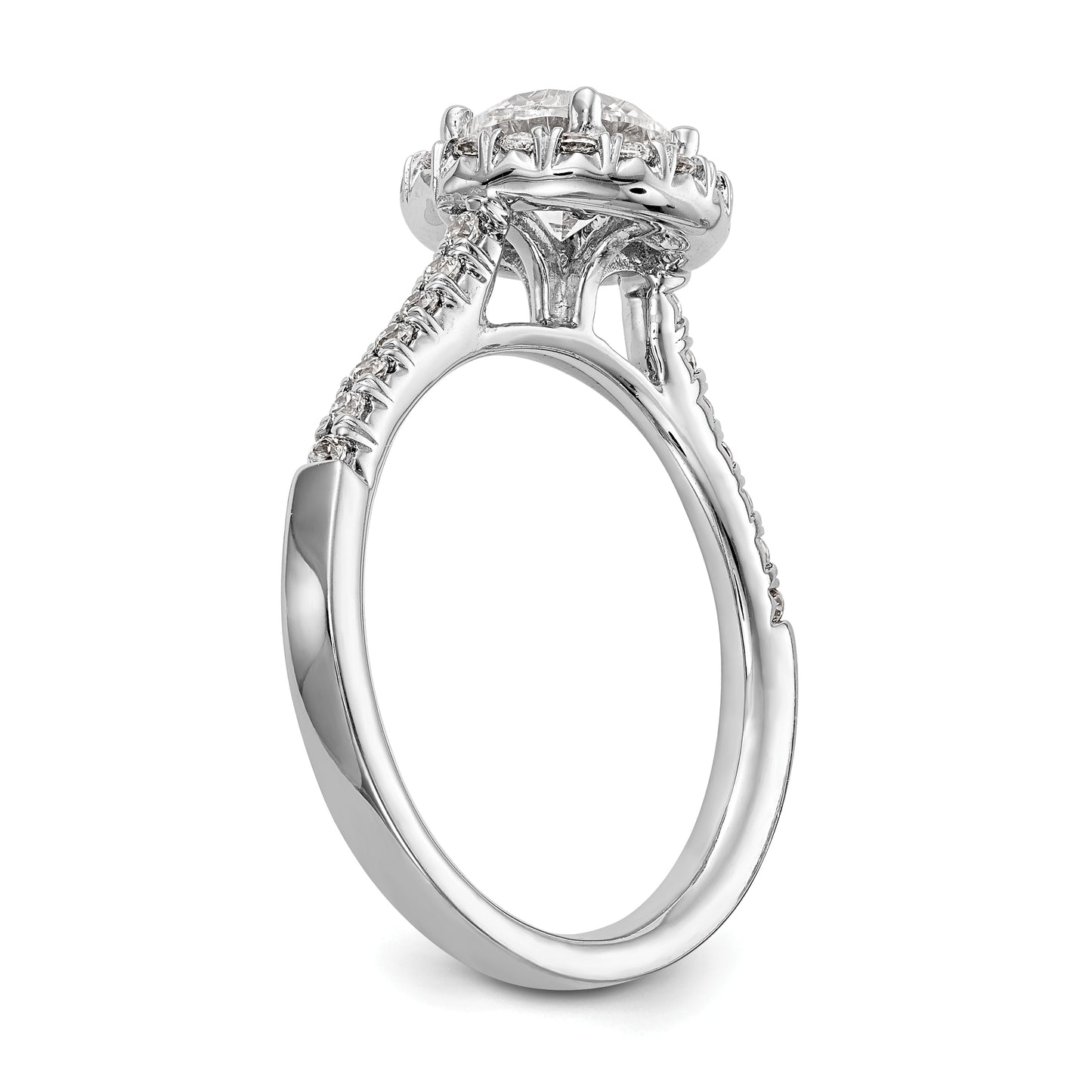 14kw Round Halo Simulated Diamond Engagement Ring