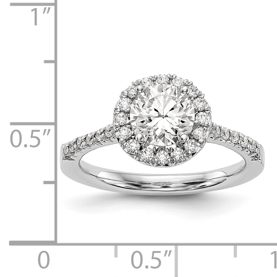 14kw Round Halo Simulated Diamond Engagement Ring