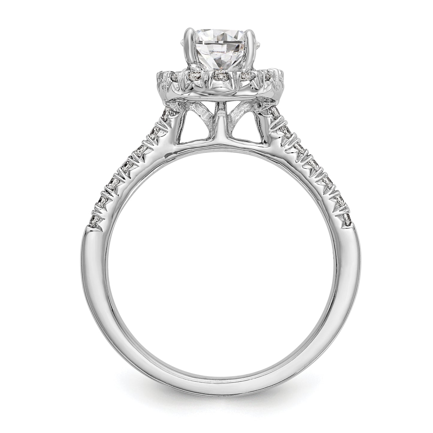 14kw Oval Halo Simulated Diamond Engagement Ring