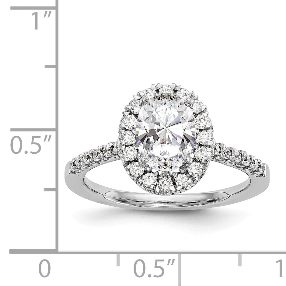 14kw Oval Halo Simulated Diamond Engagement Ring