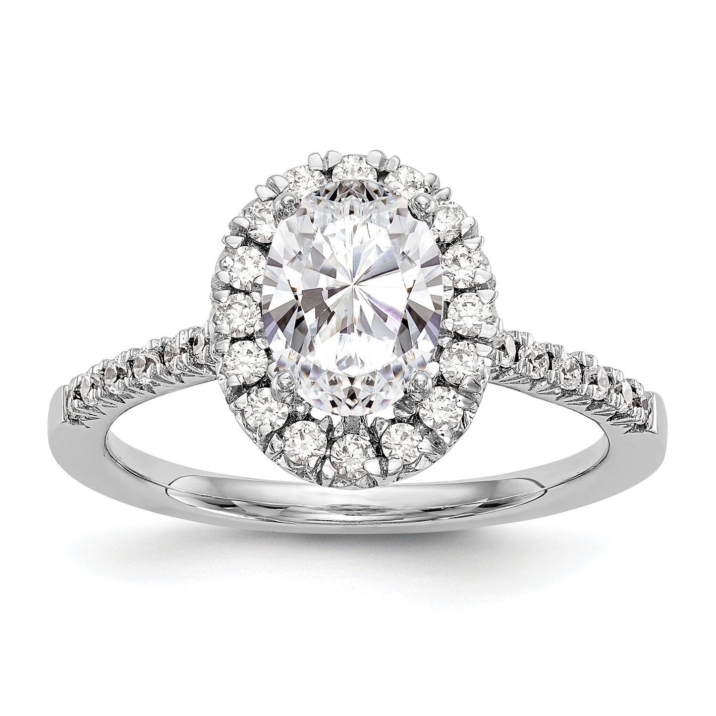 14kw Oval Halo Simulated Diamond Engagement Ring