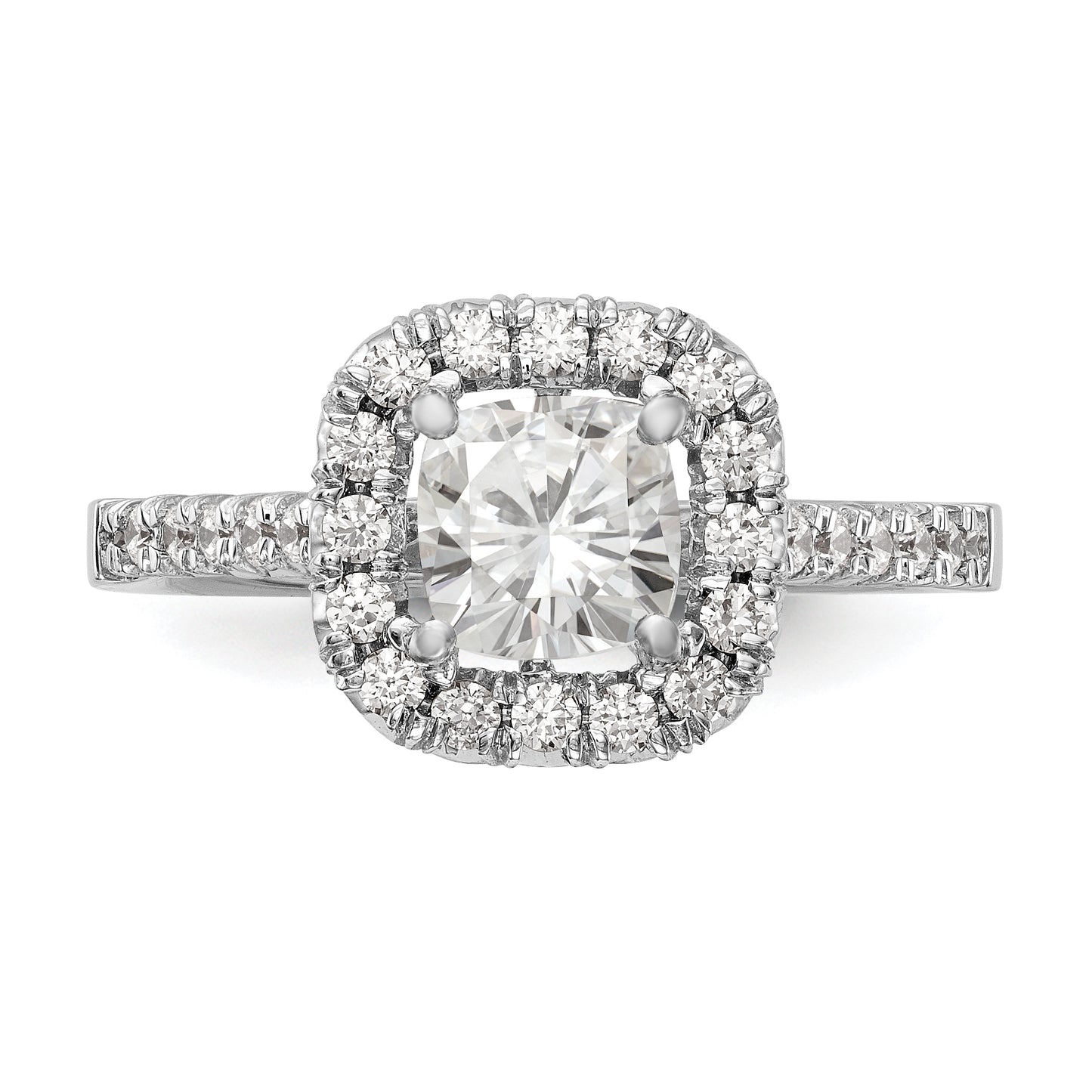 14kw Cushion Halo Simulated Diamond Engagement Ring