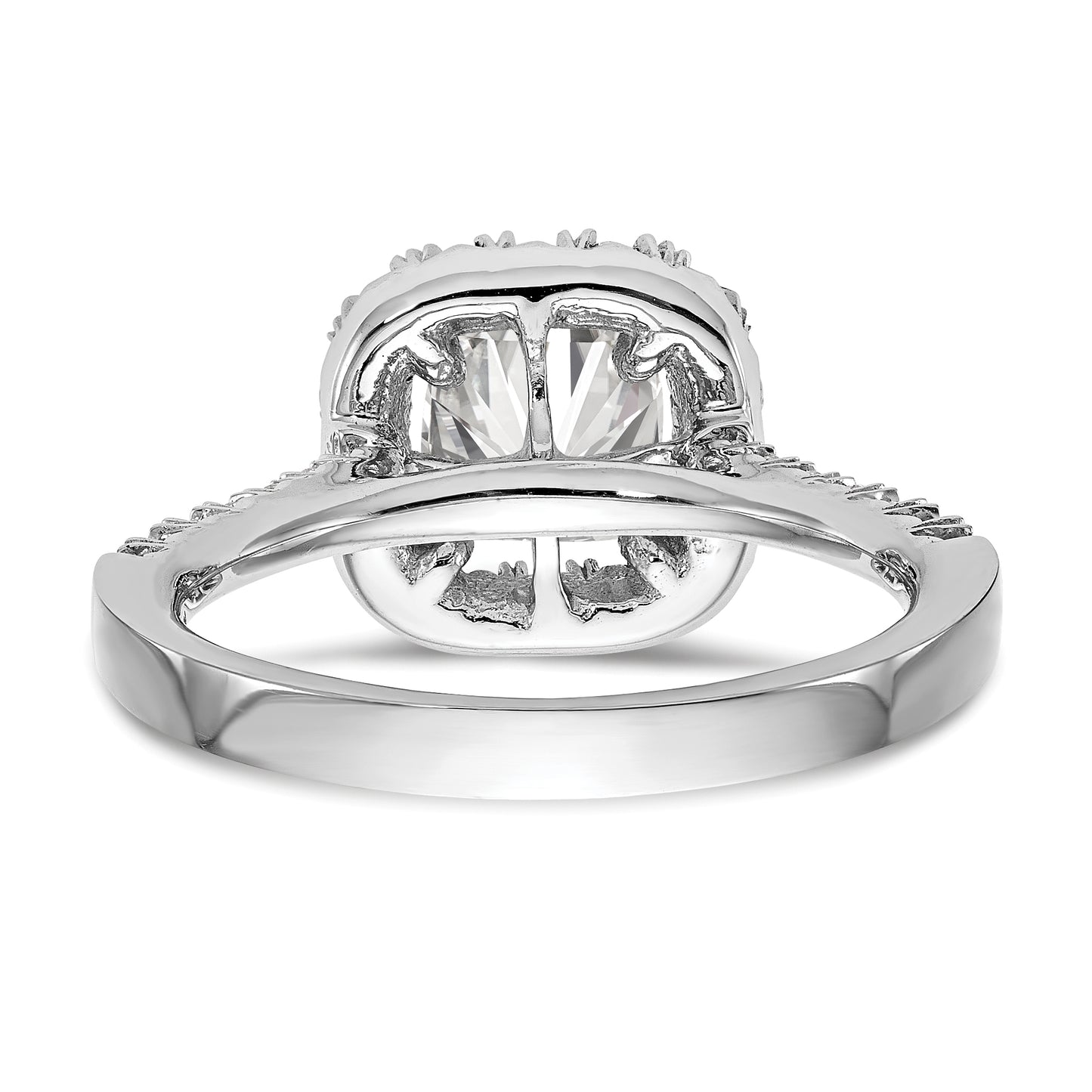 14kw Cushion Halo Simulated Diamond Engagement Ring