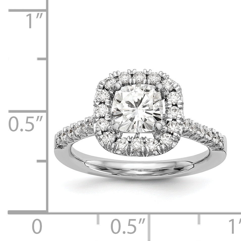 14kw Cushion Halo Simulated Diamond Engagement Ring