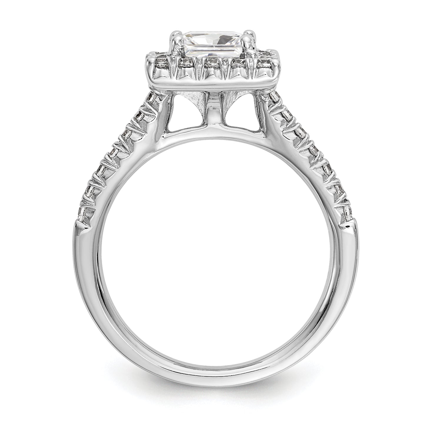 14kw Square Halo Simulated Diamond Engagement Ring