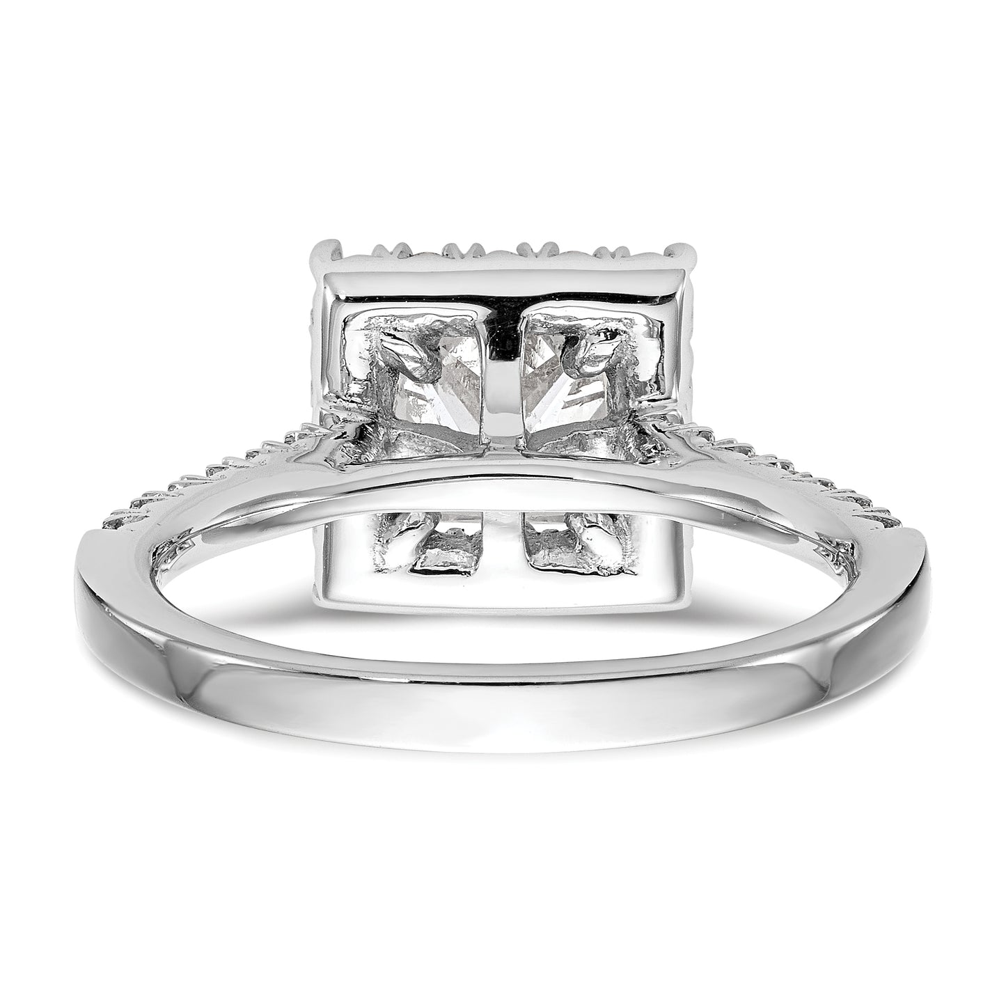 14kw Square Halo Simulated Diamond Engagement Ring