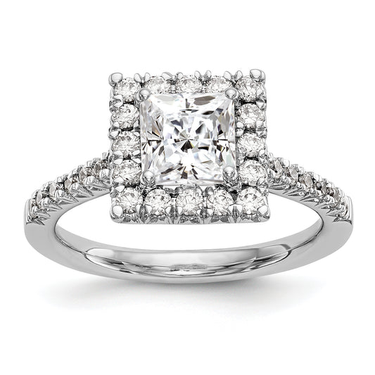 14kw Square Halo Simulated Diamond Engagement Ring