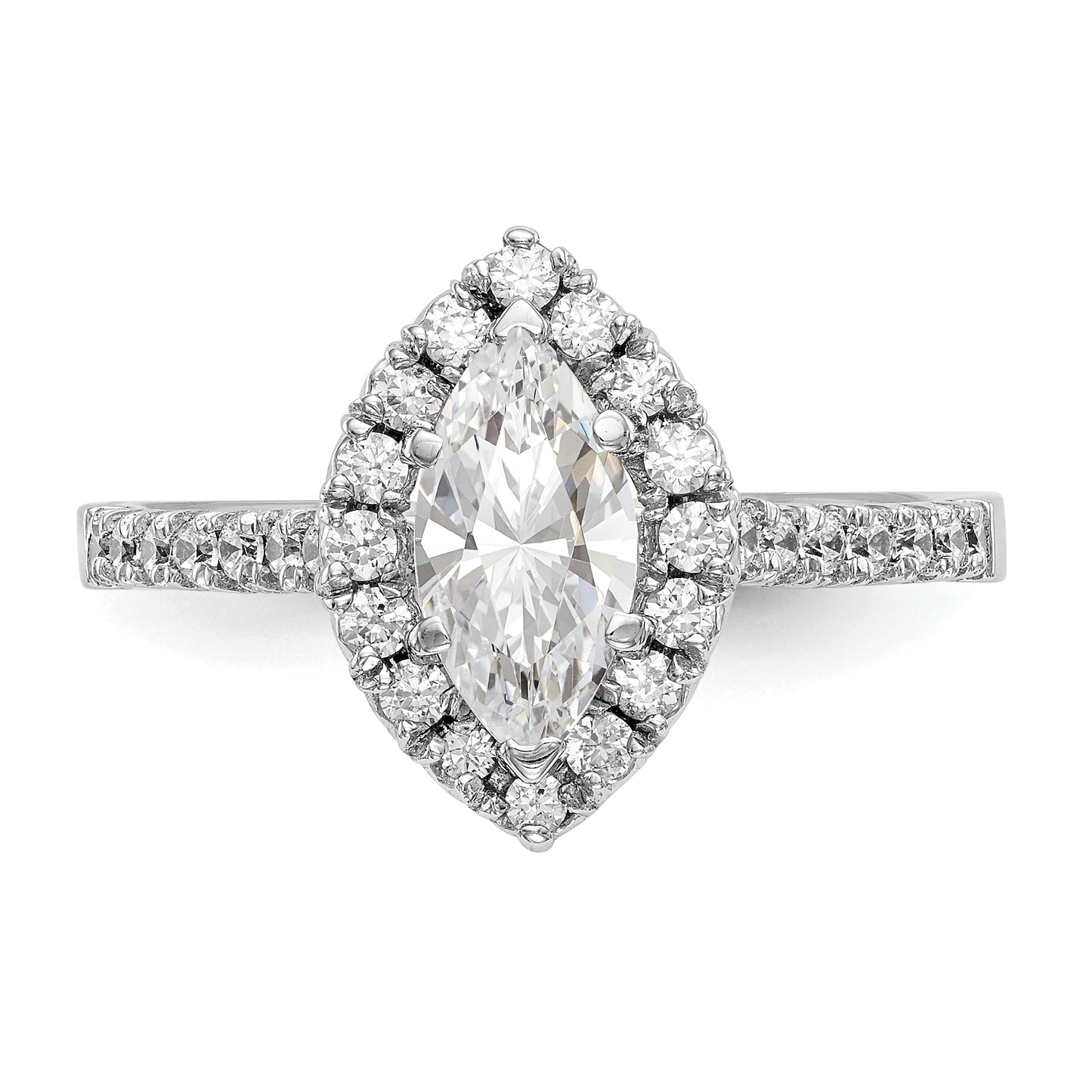 14kw Marquise Halo Simulated Diamond Engagement Ring