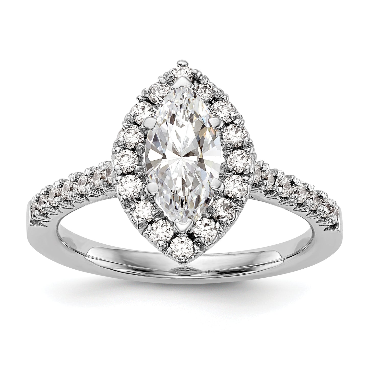 14kw Marquise Halo Simulated Diamond Engagement Ring