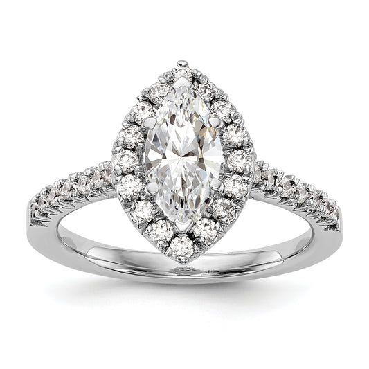 14kw Marquise Halo Simulated Diamond Engagement Ring