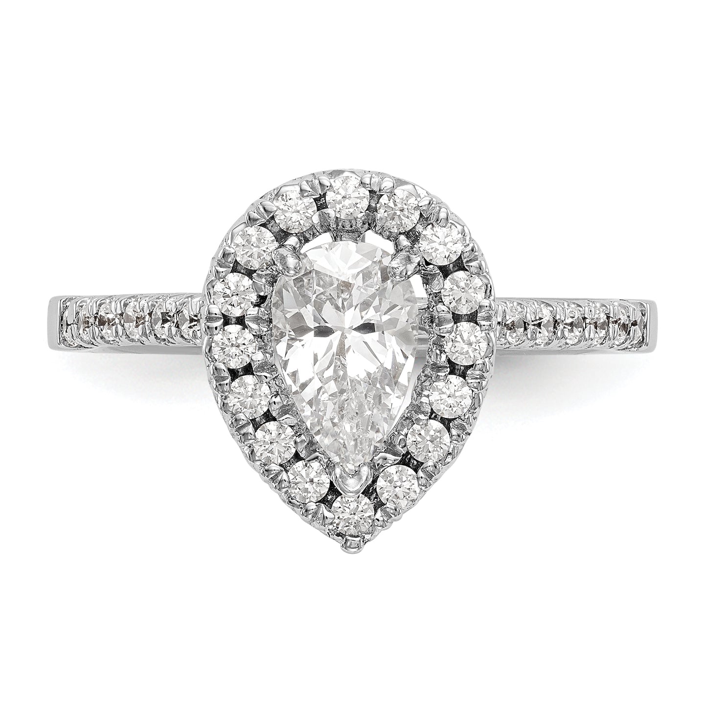 14kw Pear Halo Simulated Diamond Engagement Ring