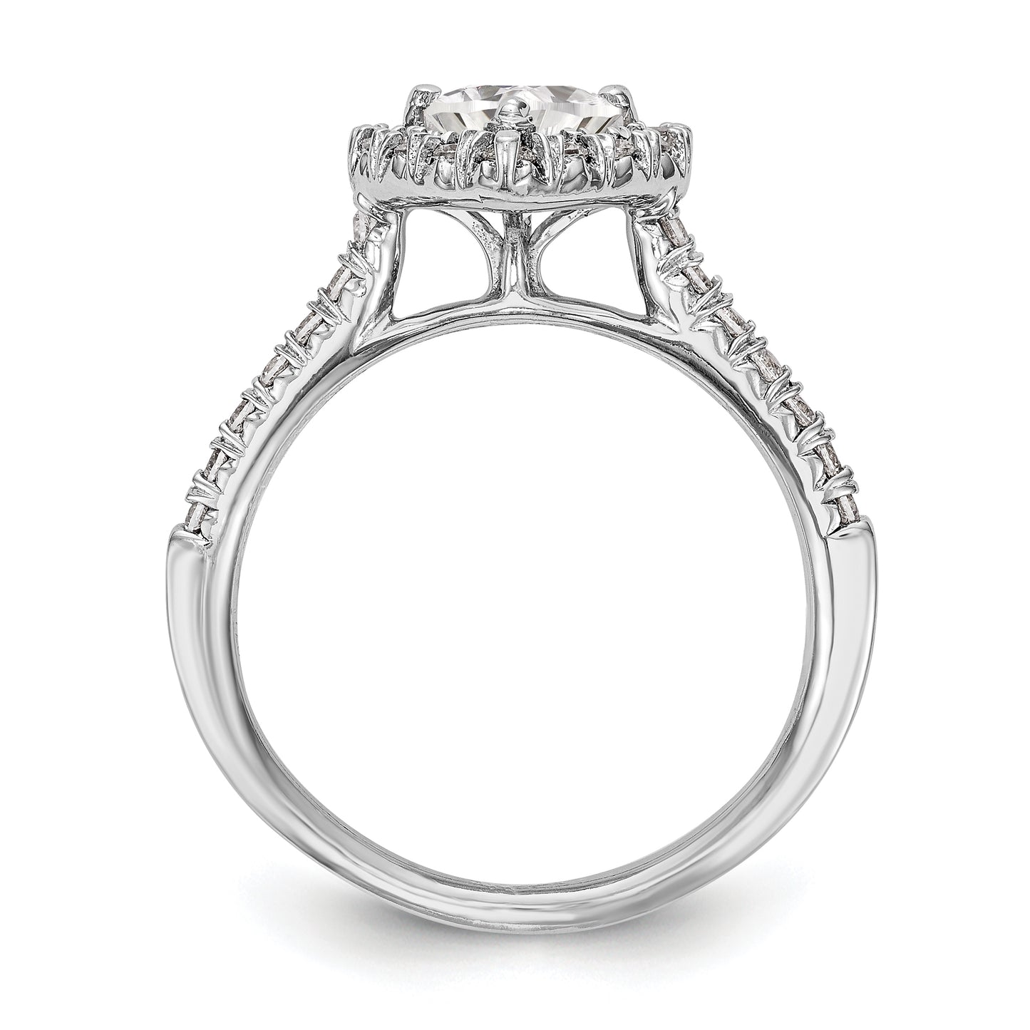 14kw Heart Halo Simulated Diamond Engagement Ring