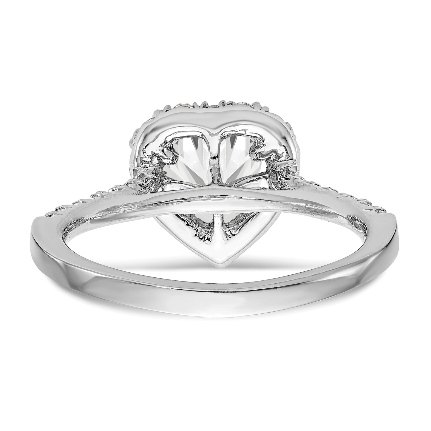 14kw Heart Halo Simulated Diamond Engagement Ring