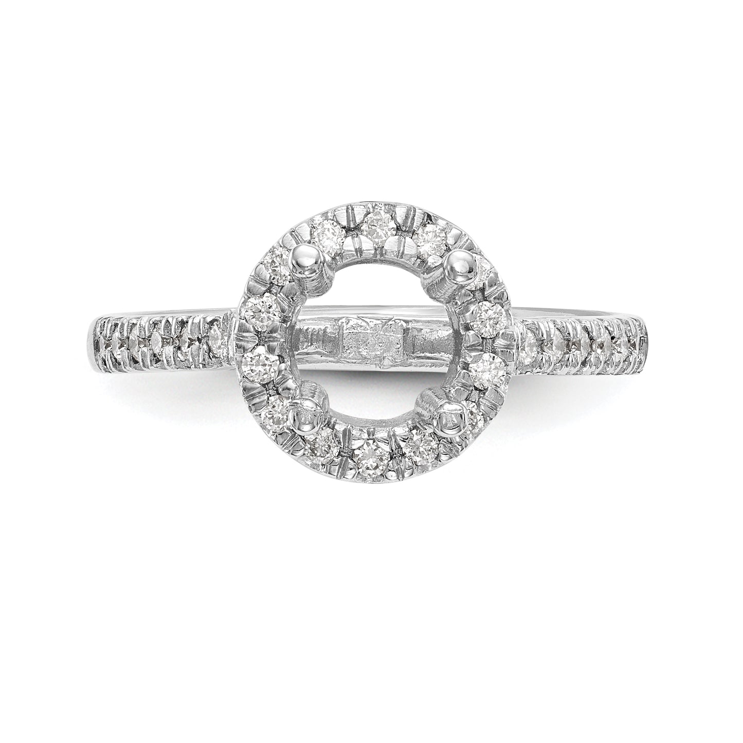 14K White Gold Round Simulated Diamond Halo Engagement Ring